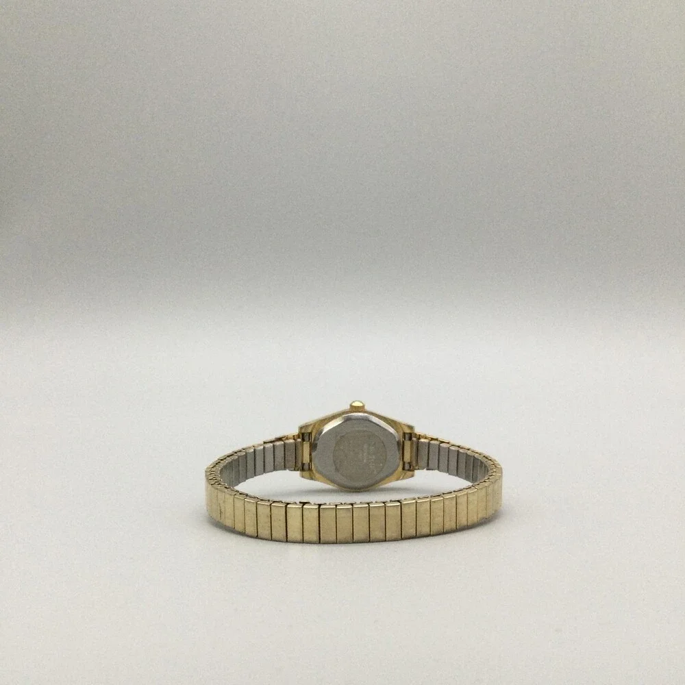 Watch-It Womens Watch 19mm White Dial Gold Tone Stretch Band New Battery